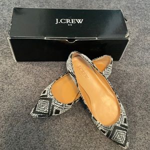 J. Crew ikat Amelia black and white flats size 6